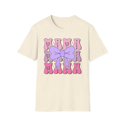 Trendy Groovy MAMA T-Shirt for Moms | Adorable Pink Purple Bow Tee | Perfect Mother's Day Gift for Her