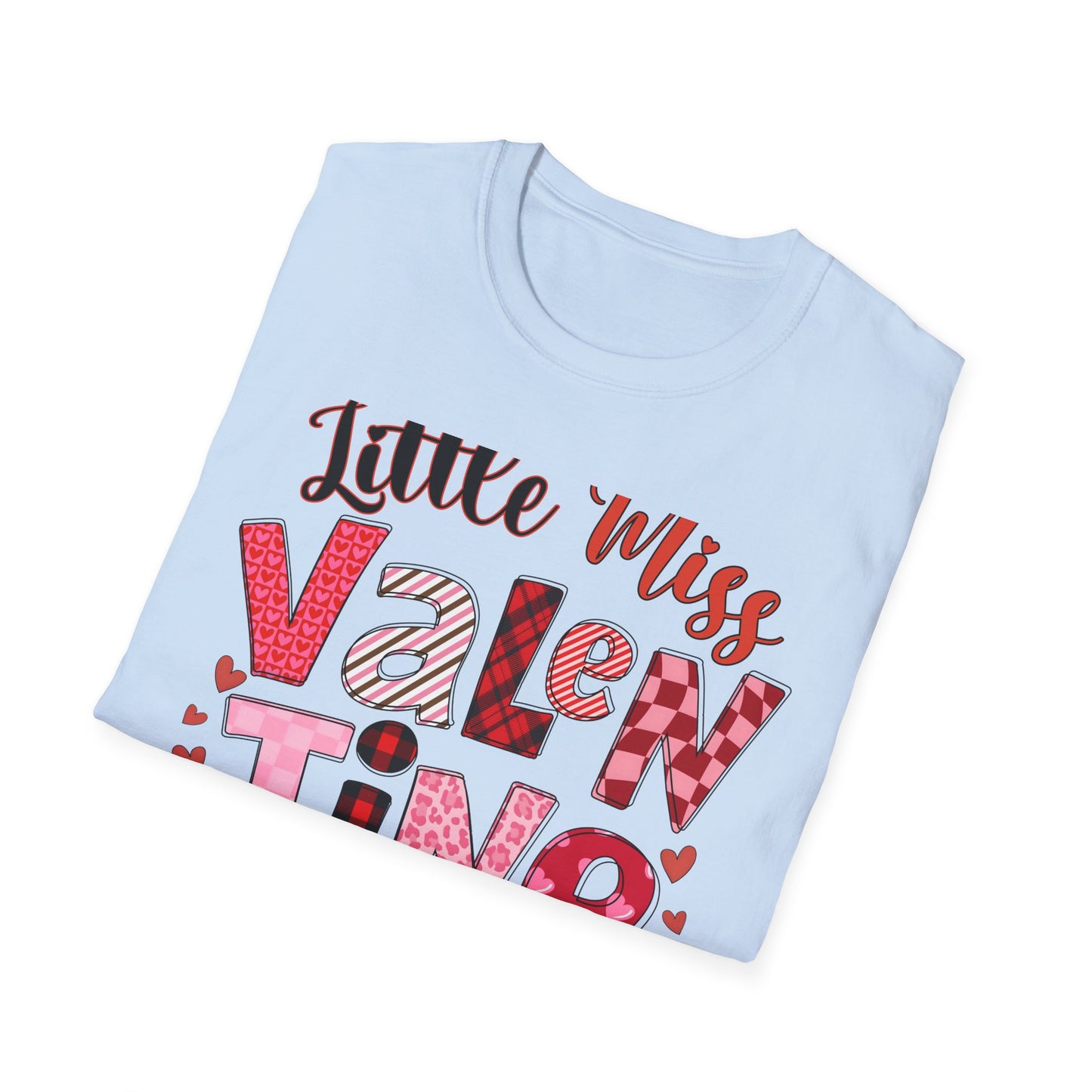 Charming Little Miss Valentine T-Shirt | Girls' Trendy Mixed Pattern Heart Day Tee