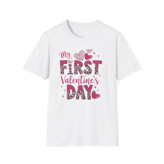 Adorable My First Valentine's Day T-Shirt | Pink Leopard Print Hearts Baby & Toddler Tee - Memorable Infant Gift!