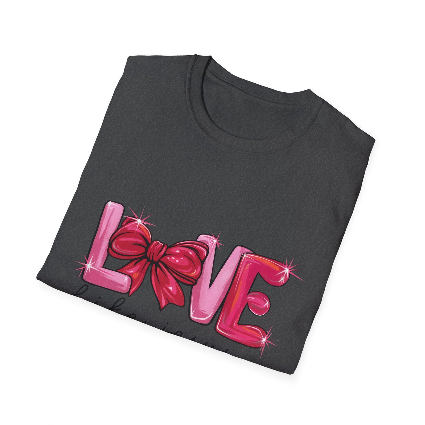 Sparkling LOVE Like Jesus T-Shirt | Vibrant Pink Bow Faith Tee | Women's Christian Inspirational Gift