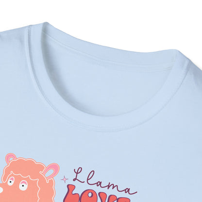 Sweet Llama Love You T-Shirt - Adorable Pink Llama Tee with Hearts & Stars - Perfect Valentine's Day Gift