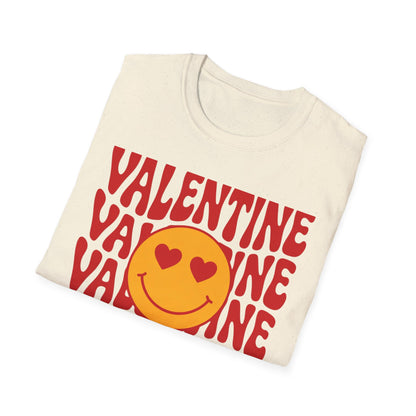Groovy Valentine's Day Smiley Face T-Shirt | Heart Eyes Retro Love Tee | Cute & Trendy Gift for Her & Him | Unique V-Day Apparel