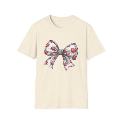 Charming Red Heart Bow T-Shirt - Sweet Valentine's Day & Love Graphic Tee for Women & Girls