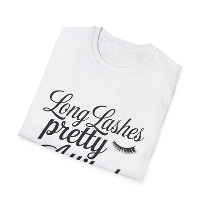 Long Lashes Pretty Attitude T-Shirt | Chic Makeup Lover Tee | Fierce & Fabulous Women's Beauty Statement Top