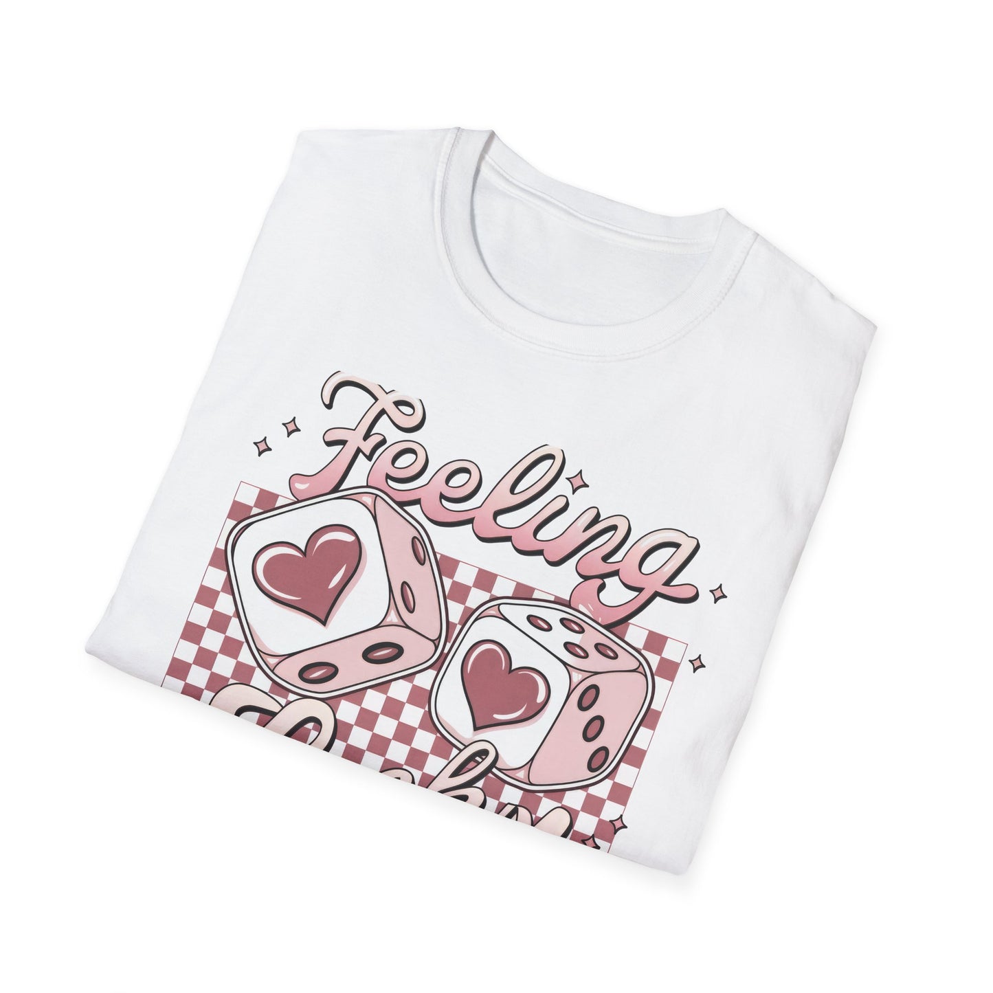 Sweet Feeling Lucky Dice & Hearts T-Shirt - Trendy Kawaii Love Charm Tee for Women & Teens