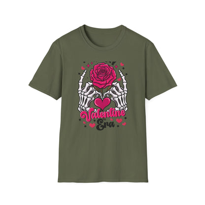Spooky Sweet Skeleton Hands Rose Valentine T-Shirt | Unique Gothic Romantic Love Tee Gift for Him Her | Trendy Heart Apparel