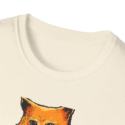 Vibrant Orange Cat & Food Bowl T-Shirt | Adorable Blue-Eyed Feline Lover Tee | Unique Pet Owner Gift Idea