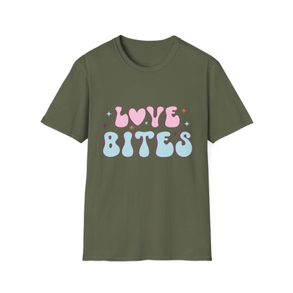 Trendy Love Bites T-Shirt | Groovy Retro Y2K Pink Blue Hearts & Stars Valentine's Day Tee | Adorable Aesthetic Top