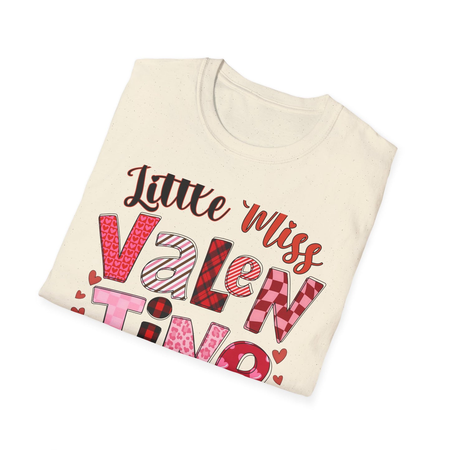 Charming Little Miss Valentine T-Shirt | Girls' Trendy Mixed Pattern Heart Day Tee