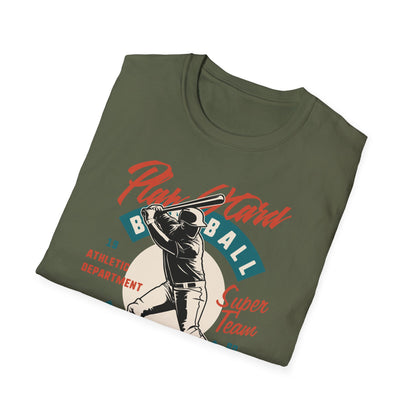 Classic Baseball Play Hard Champion T-Shirt | Vintage Athletic Department Super Team Tee | Dynamic Sports Fan Gift