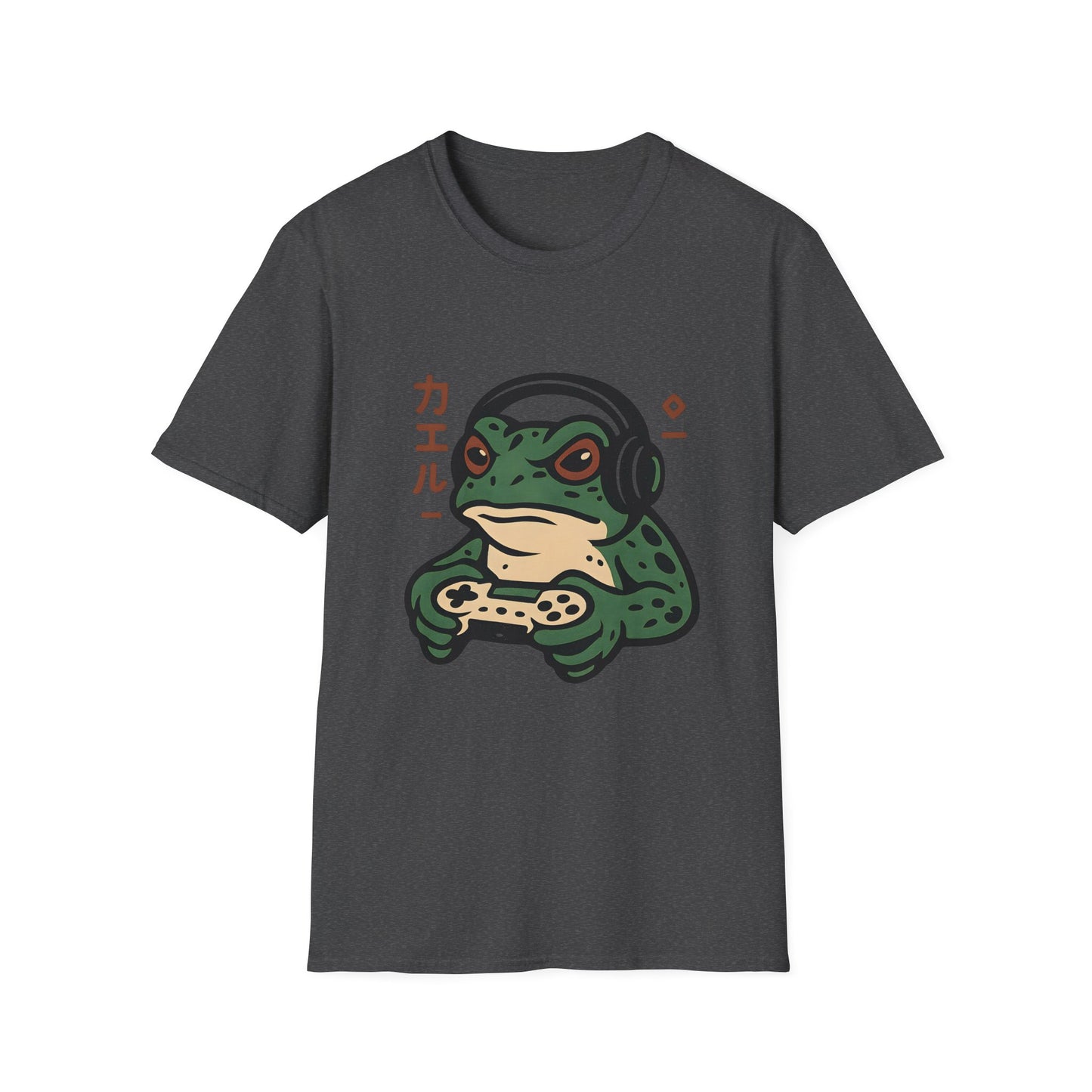 Dark Gamer Frog Headphones Graphic T-Shirt