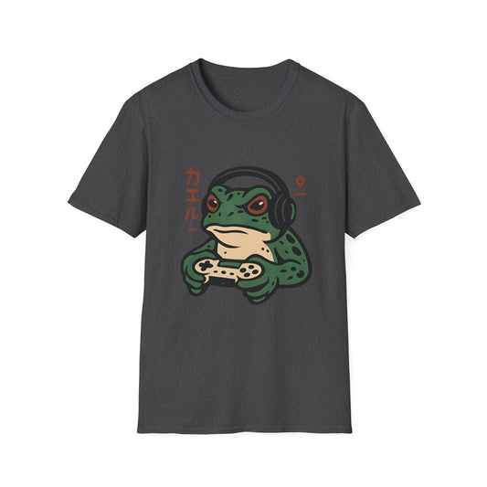 Dark Gamer Frog Headphones Graphic T-Shirt
