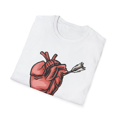 Striking Pierced Anatomical Heart T-Shirt | Edgy Love & Passion Tee | Unique Gothic Statement Graphic Shirt