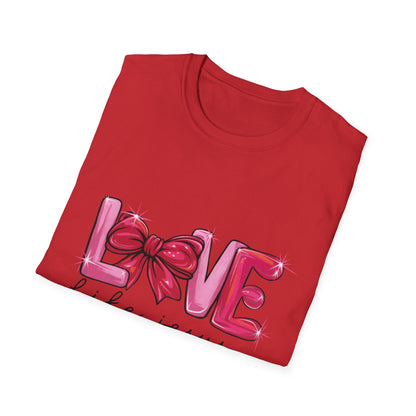 Sparkling LOVE Like Jesus T-Shirt | Vibrant Pink Bow Faith Tee | Women's Christian Inspirational Gift