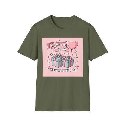 Adorable "All My Love Is Yours" Valentine's Day T-Shirt - Sweet Heart & Gift Boxes Tee | Perfect Romantic Gift for Her