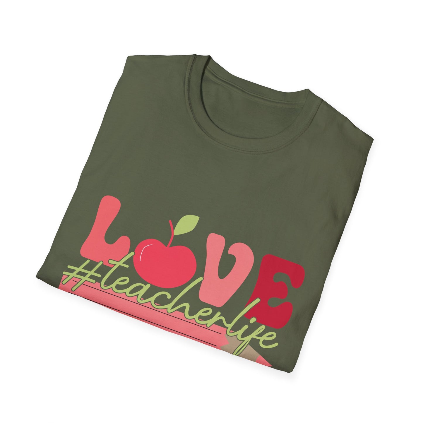 LOVE #teacherlife Apple & Pencil T-Shirt – Adorable & Unique Tee for Educators, Teachers, & School Staff | Perfect Appreciation Gift!