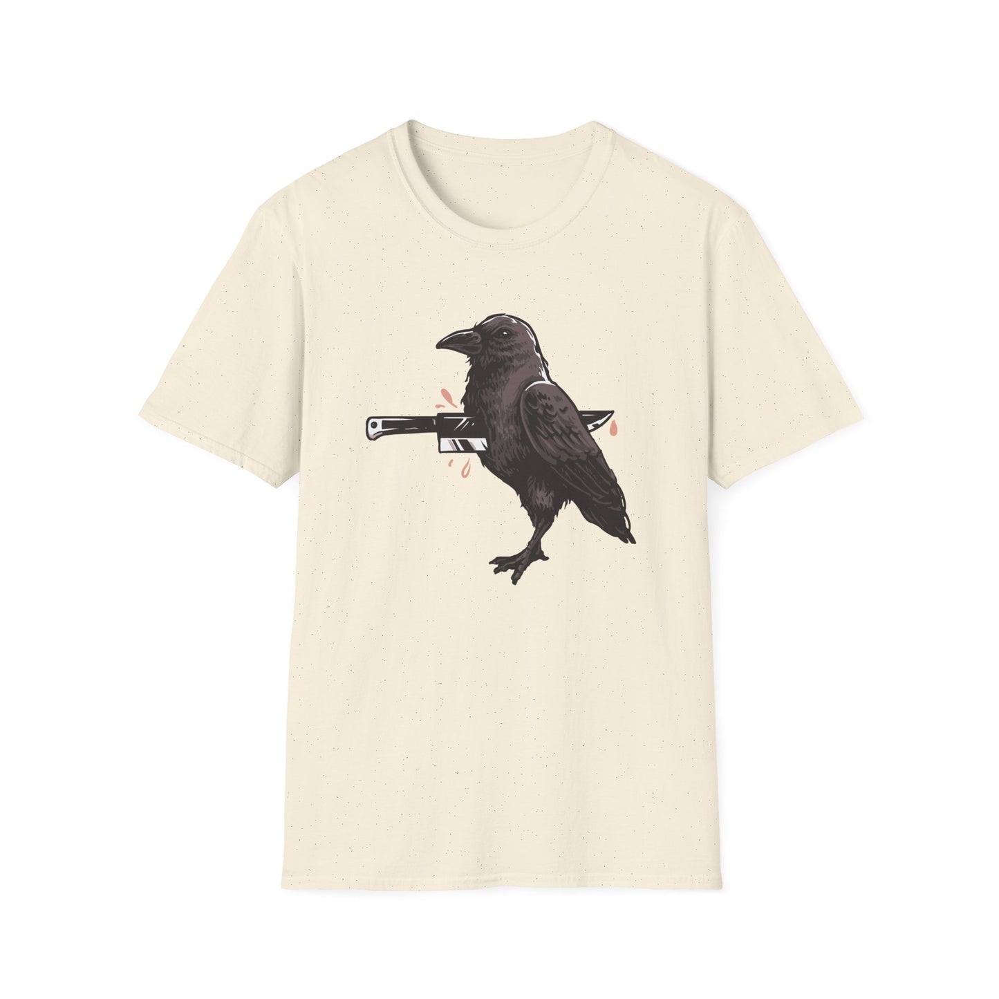 Bold Stabbed Raven T-Shirt - Unique Gothic Crow Design. Embrace Dark Aesthetics with this Edgy Statement Tee!