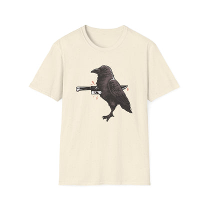 Bold Stabbed Raven T-Shirt - Unique Gothic Crow Design. Embrace Dark Aesthetics with this Edgy Statement Tee!