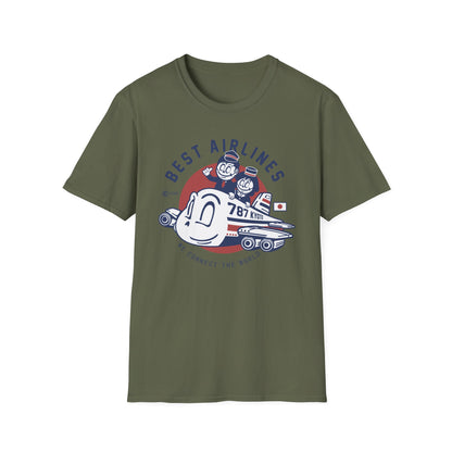 Retro Best Airlines Japan Travel T-Shirt - Awesome Vintage 787 Kyoto Pilot & Crew Graphic Tee
