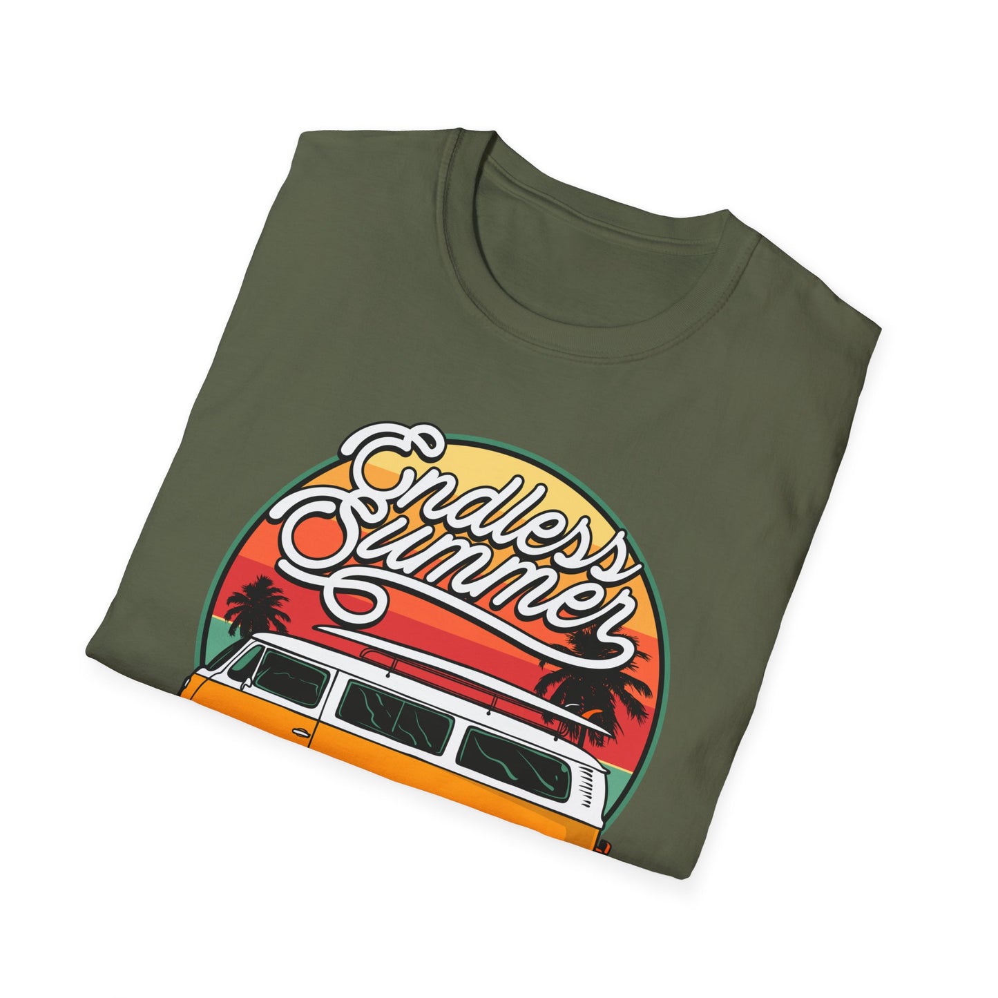 Iconic Endless Summer VW Bus T-Shirt | Vintage Surf Van & Sunset Palm Trees Tee | Perfect Beach Trip Gift