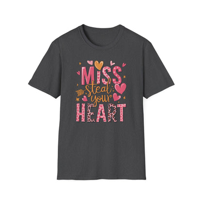 Miss Steal Your Heart T-Shirt | Adorable Valentine's Day Love Tee | Pink Leopard Print & Cupid's Arrow Shirt