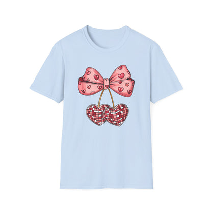 Sweet Mosaic Heart & Pink Bow T-Shirt | Adorable Valentine's Day Gift for Her | Unique Love Design