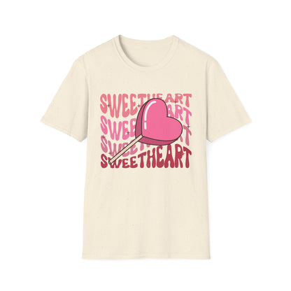 Charming Sweetheart Heart Lollipop T-Shirt - Groovy Retro Valentine's Day Gift for Her!