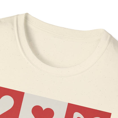 Charming Hearts & Bows Checkerboard T-Shirt | Sweet Love Pattern Tee | Perfect Valentine's Day Gift for Her