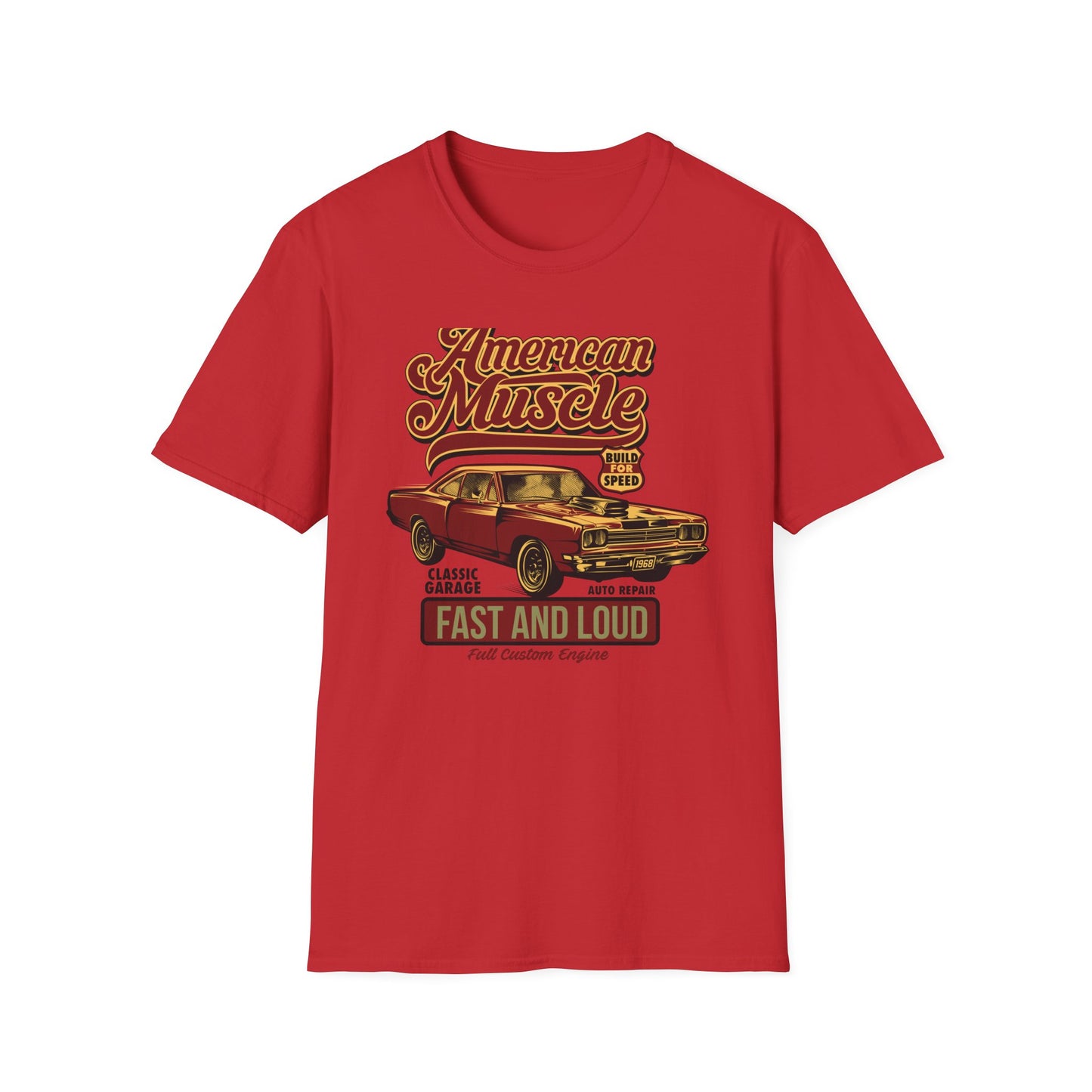 Epic American Muscle Car T-Shirt | Vintage 1968 Hot Rod Enthusiast Tee | Fast & Loud Garage Style for Men