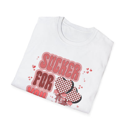 Sweet Sucker For You T-Shirt | Retro Checkered Heart Lollipops | Valentine's Day Love Gift | Adorable & Trendy Romantic Tee