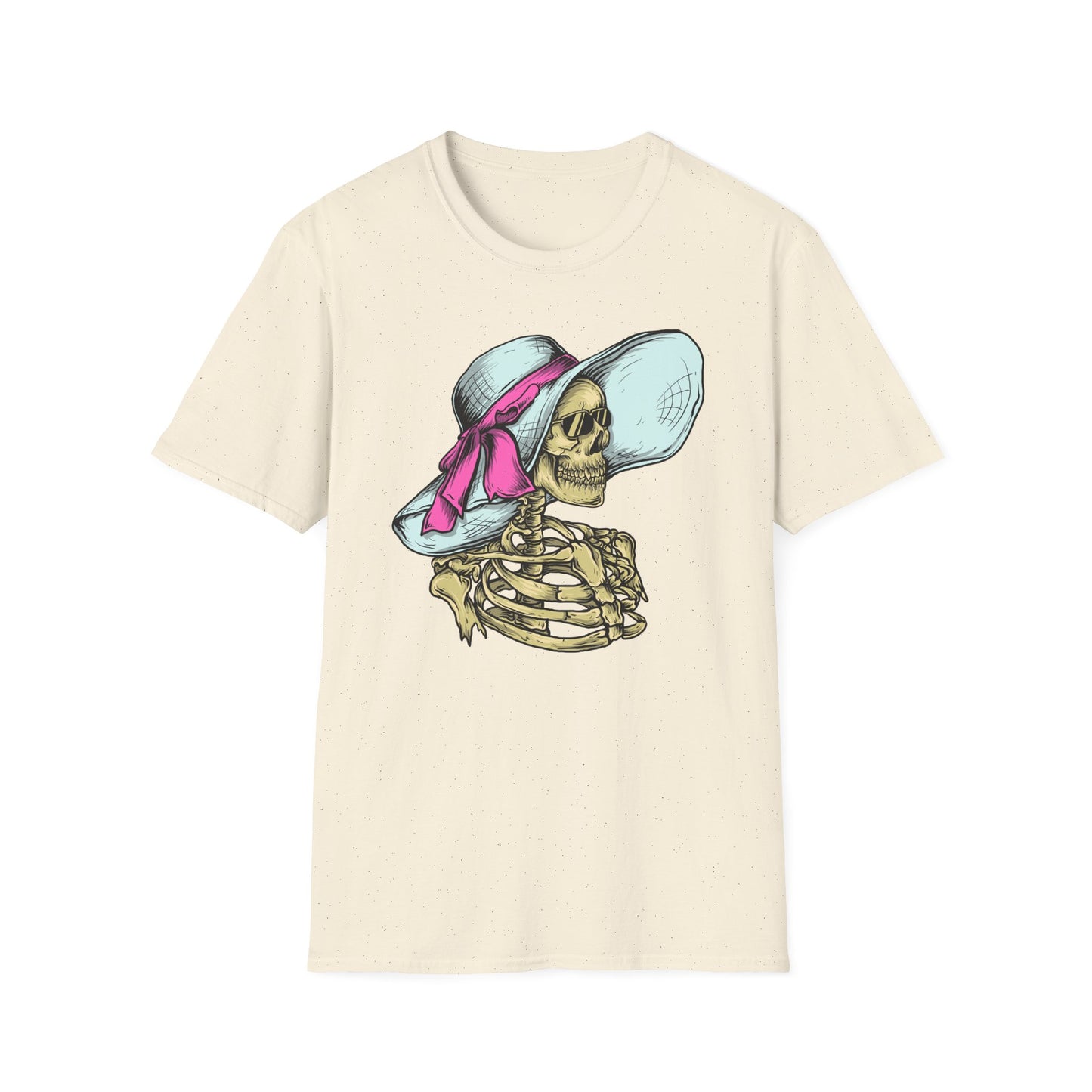 Effortlessly Chic Skeleton Sun Hat T-Shirt | Sassy Summer Beach Vacation Tee | Unique Women's Fashion