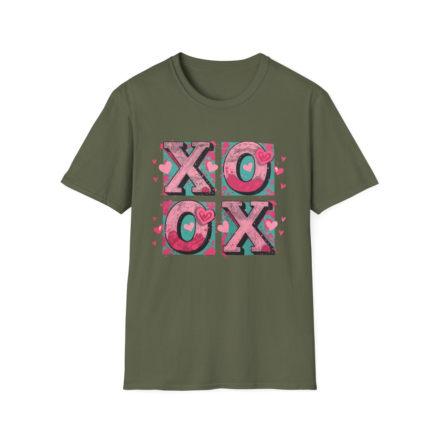 Expressive XOXO T-Shirt | Distressed Hugs & Kisses Valentine's Day Tee | Trendy Romantic Love Shirt for Her