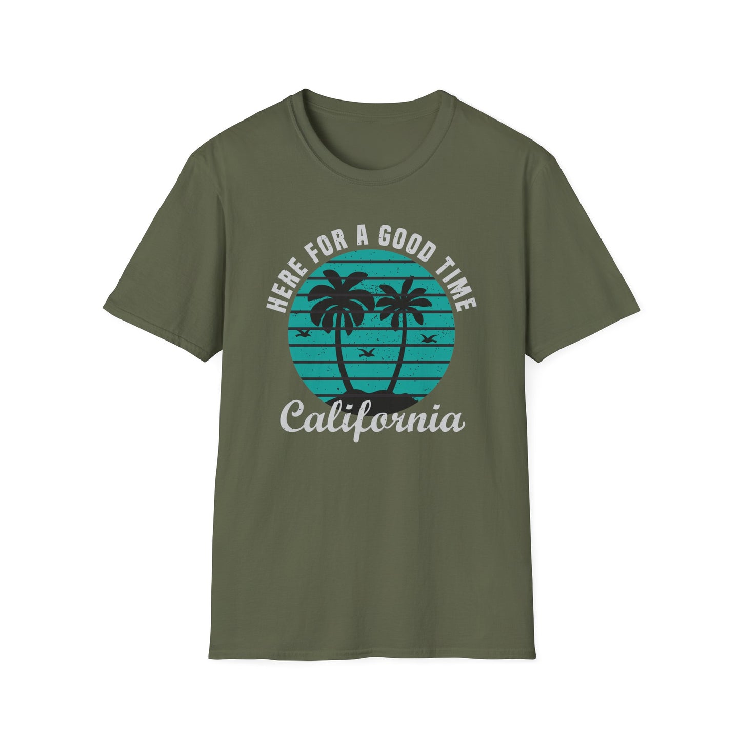 California Good Time T-Shirt | Retro Palm Tree Beach Vacation Tee | Trendy Summer Travel Shirt for Men & Women