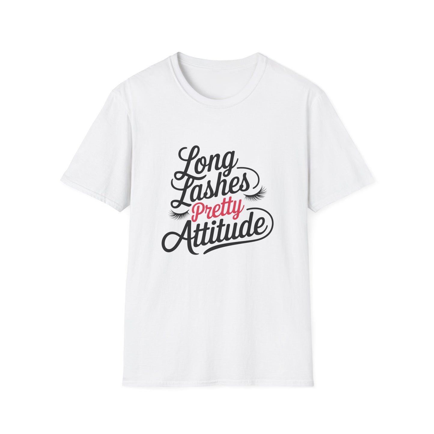 Stunning 'Pretty' Pink Script T-Shirt with Elegant Lashes | Chic Women's Glamour & Beauty Tee | Vibrant Fashion Statement