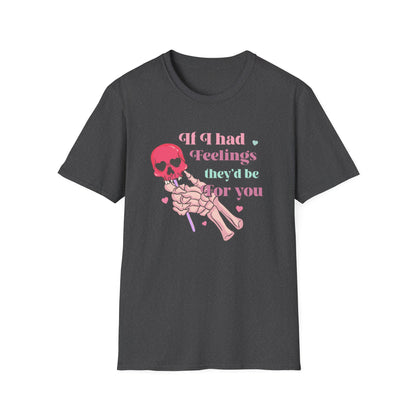 Edgy Romantic Skull T-Shirt | "If I Had Feelings They'd Be For You" Pastel Goth Love Tee | Unique Valentine's Gift