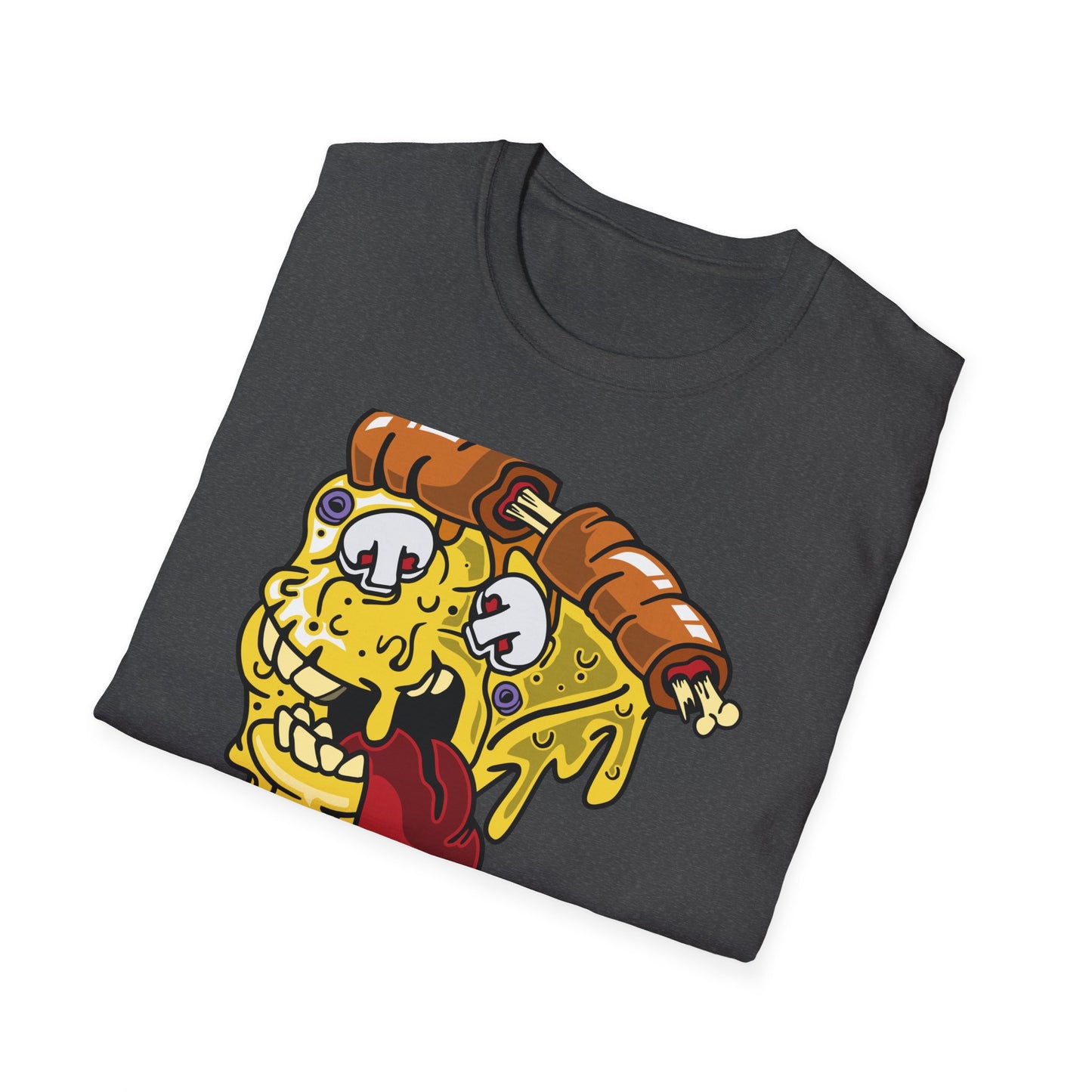 Dripping Zombie Pizza Slice T-Shirt - Ghoulish Horror Foodie Monster Tee for Halloween & Unique Style