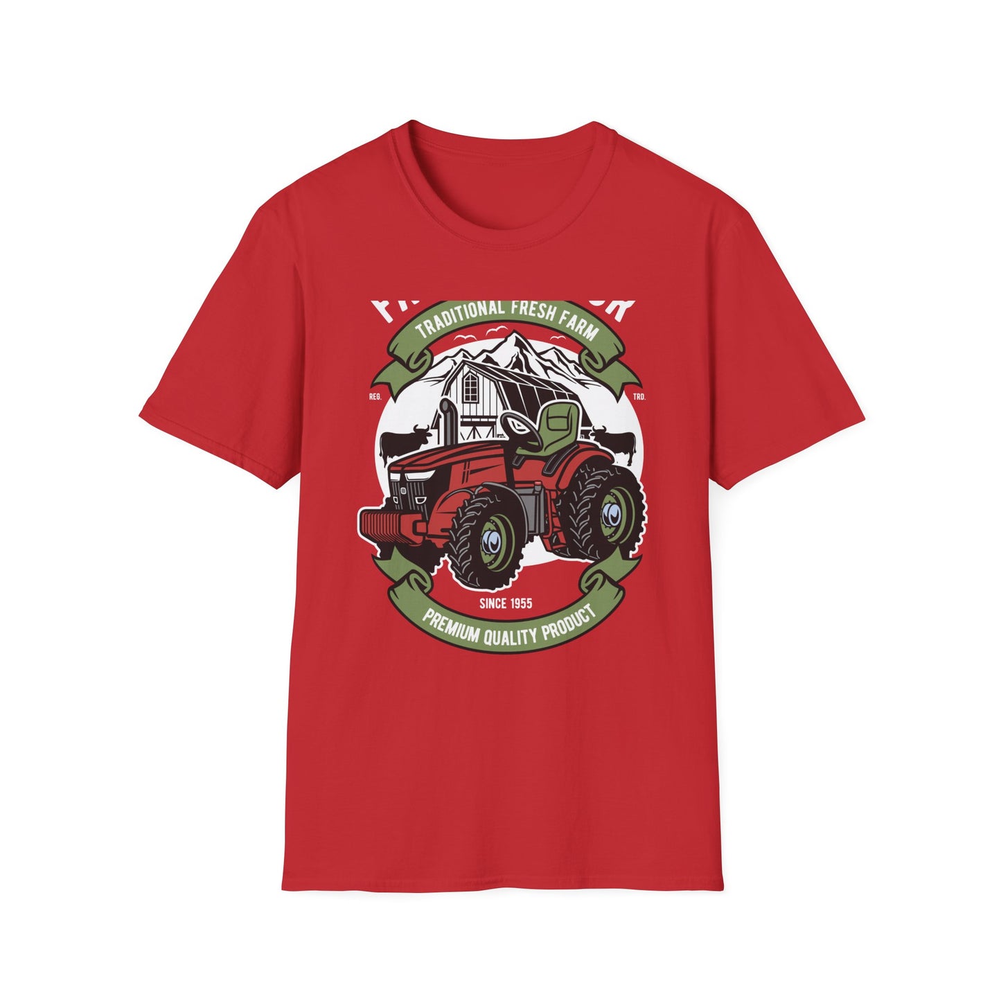 Classic Red Tractor Farm T-Shirt | Traditional Fresh Agriculture Tee | Premium Country Life & Farmer Gift