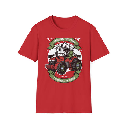 Classic Red Tractor Farm T-Shirt | Traditional Fresh Agriculture Tee | Premium Country Life & Farmer Gift