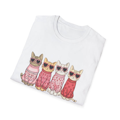 Purrfect Happy Meowwventine's T-Shirt | Adorable Cats with Heart Sunglasses | Unique Valentine's Day Gift for Cat Lovers