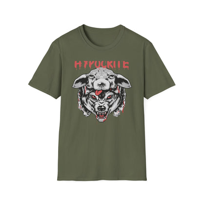 Bold Hypocrite T-Shirt: Fierce Wolf in Sheep's Clothing Design | Unapologetic Edgy Statement Graphic Tee
