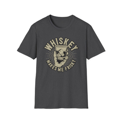 Bold 'Whiskey Makes Me Frisky' T-Shirt - Funny Drinking Tee for Whiskey Lovers | Perfect Bar & Party Humor Gift