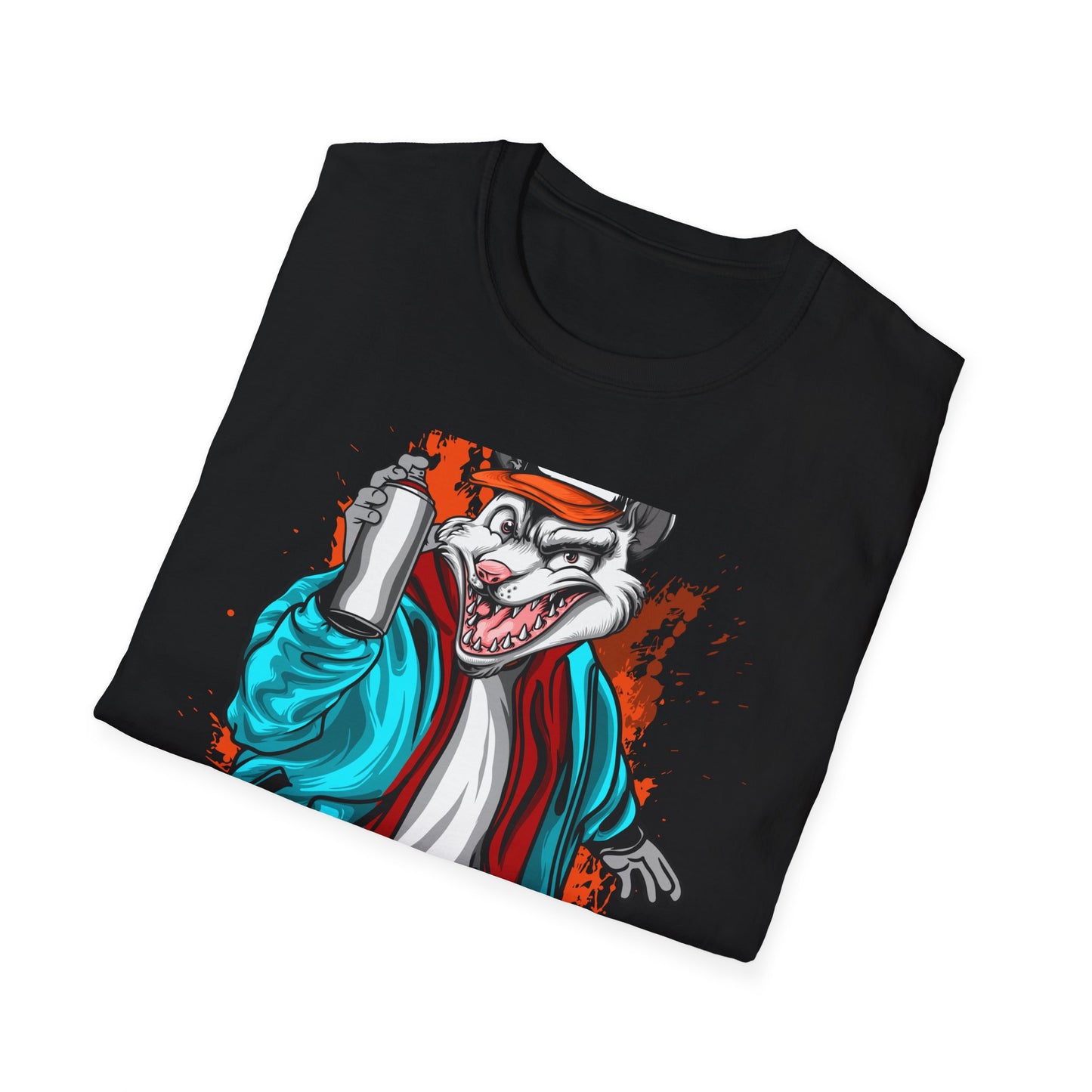 Unleash Your Inner Rebel: Epic Graffiti Rat T-Shirt - Bold Street Art Rodent Design with Spray Can for Urban Style