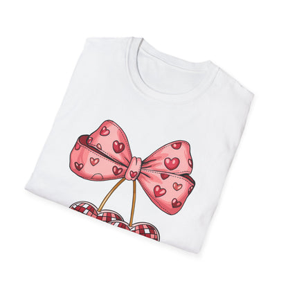 Sweet Mosaic Heart & Pink Bow T-Shirt | Adorable Valentine's Day Gift for Her | Unique Love Design