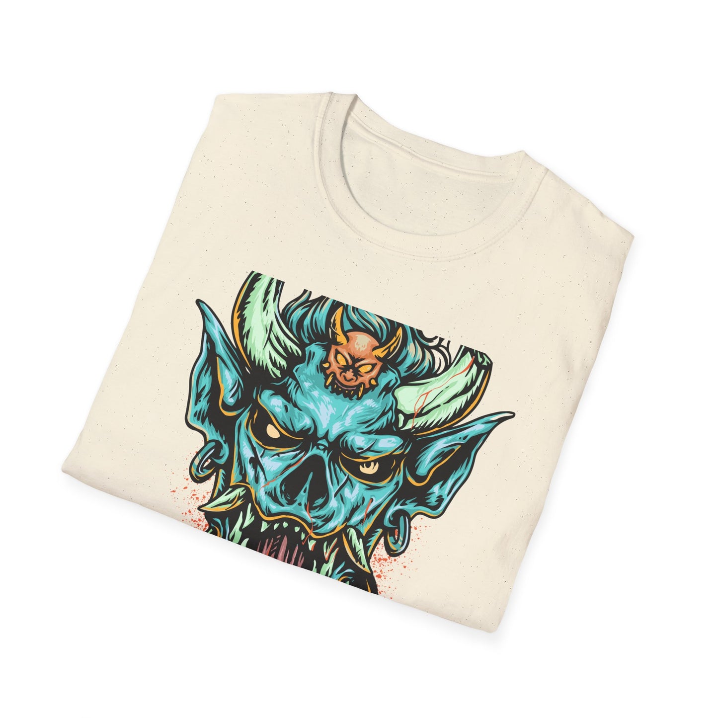 Vibrant Oni Demon Mask T-Shirt | Epic Japanese Folklore Monster Tee | Bold Streetwear & Goth Style Apparel