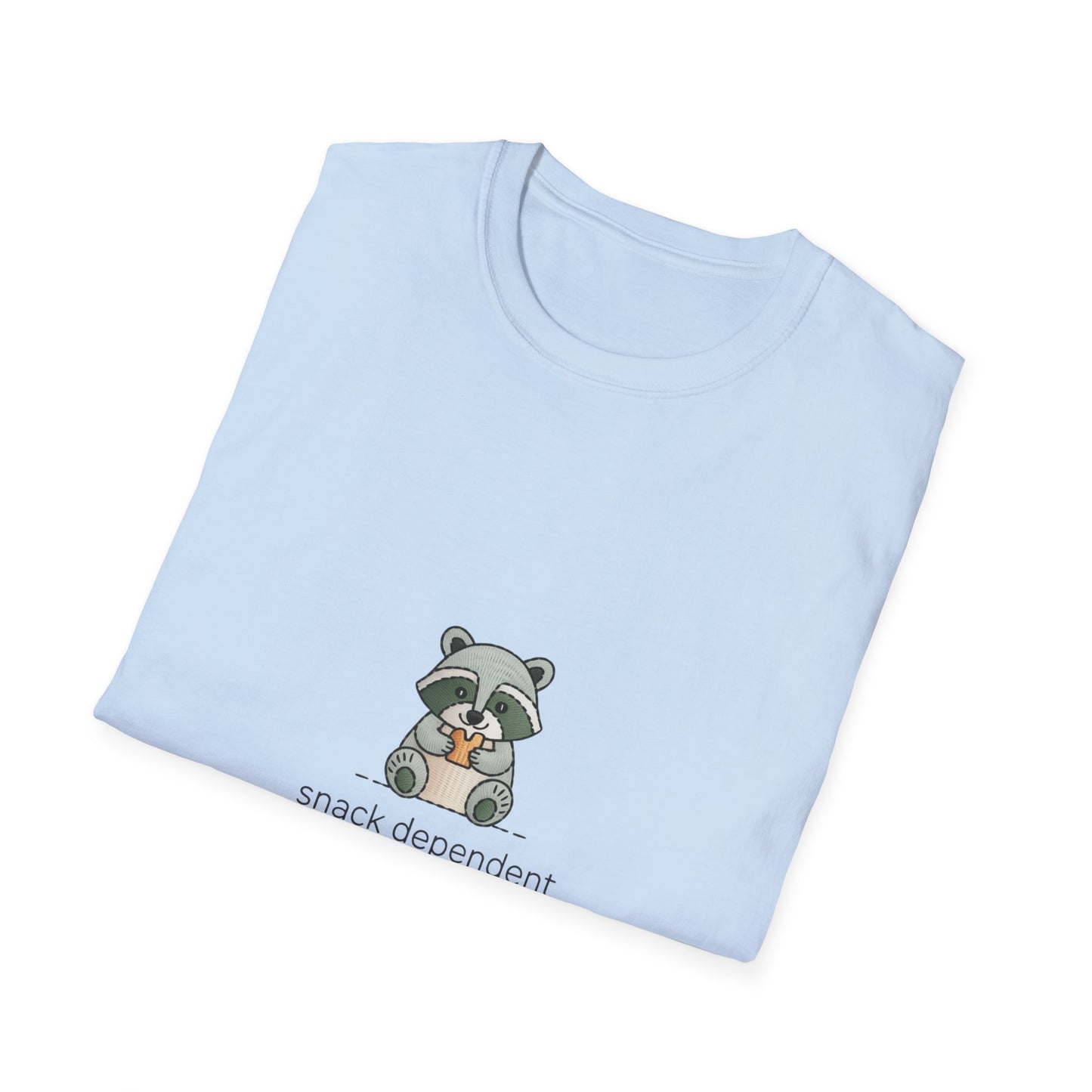 Snack Dependent Raccoon T-Shirt | Adorable Funny Foodie Animal Lover Tee | Cozy & Unique Gift Idea