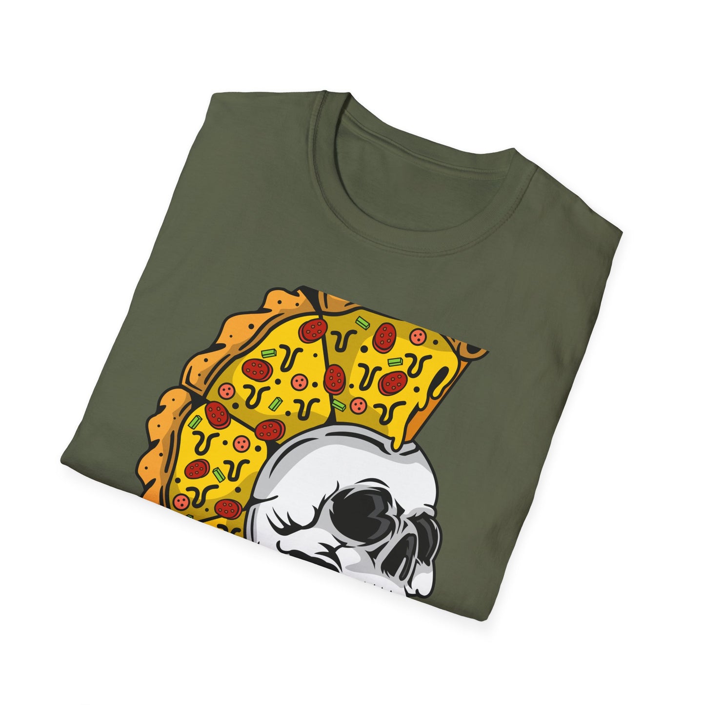 Epic Pizza Mohawk Skull T-Shirt | Radical Foodie & Punk Rock Style Tee | Unique Apparel for Men & Women