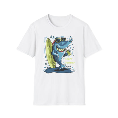 Chill Shark Summer Surfer T-Shirt | Funny Beach Vacation & Ocean Lover Tee | Awesome Ocean Vibes Gift for Men & Women