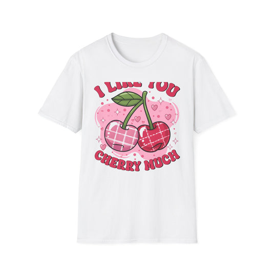Adorable "I Like You Cherry Much" T-Shirt | Sweet Valentine's Day Love Cherries Graphic Tee | Cute Romantic Gift