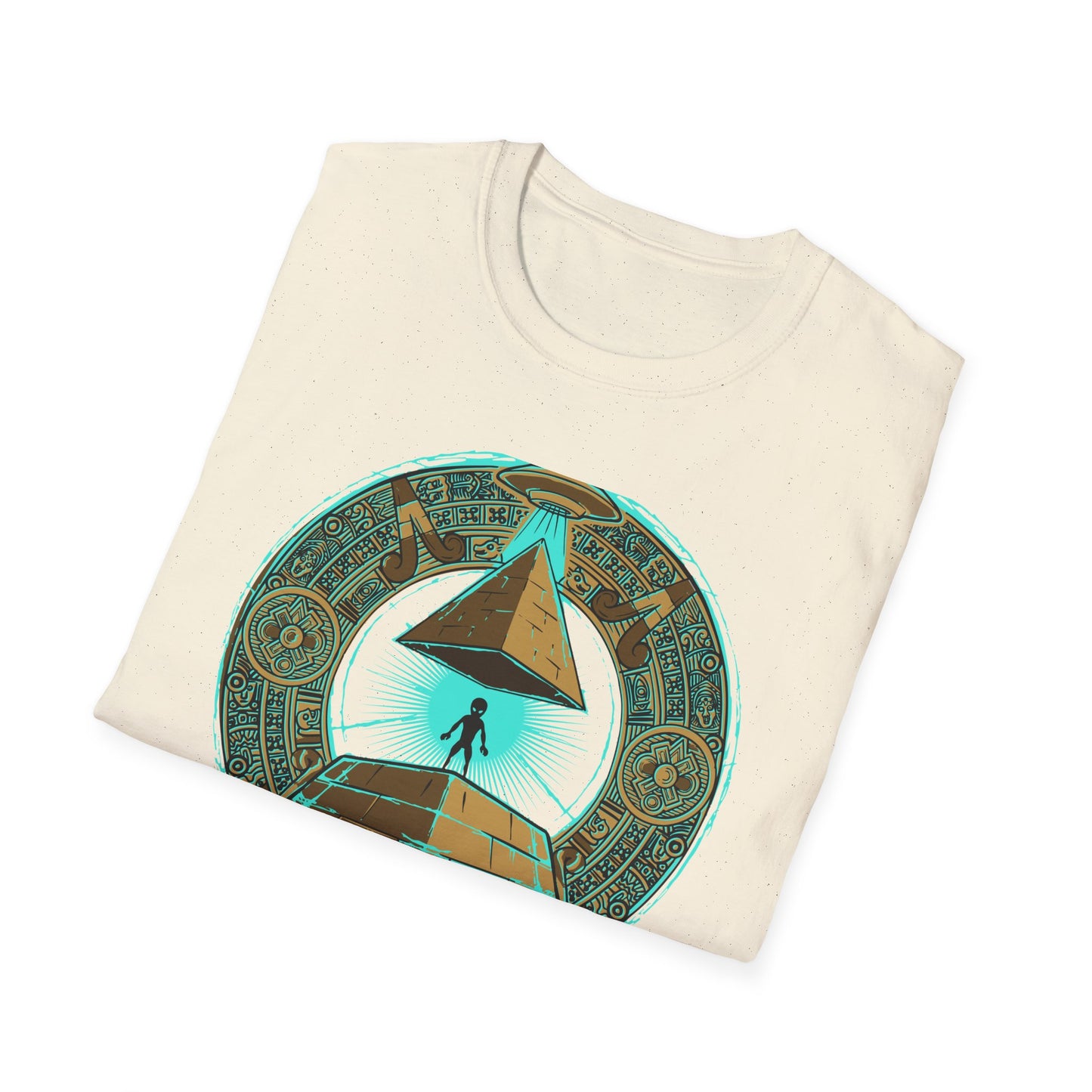 Epic Ancient Aliens T-Shirt: UFO & Pyramids with Aztec Calendar Design | Sci-Fi Mystery & Conspiracy Tee