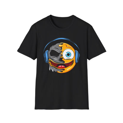 Mind-Blowing Melting Emoji Skull Headphones T-Shirt - Awesome Music Lover DJ Rave Tee
